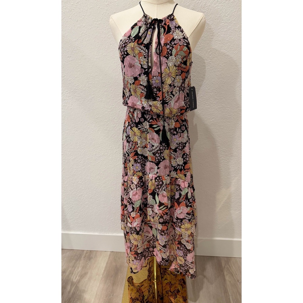 NWT Melrose and Market Floral Halter Midi Dress XXS Wedding Guest Feminine